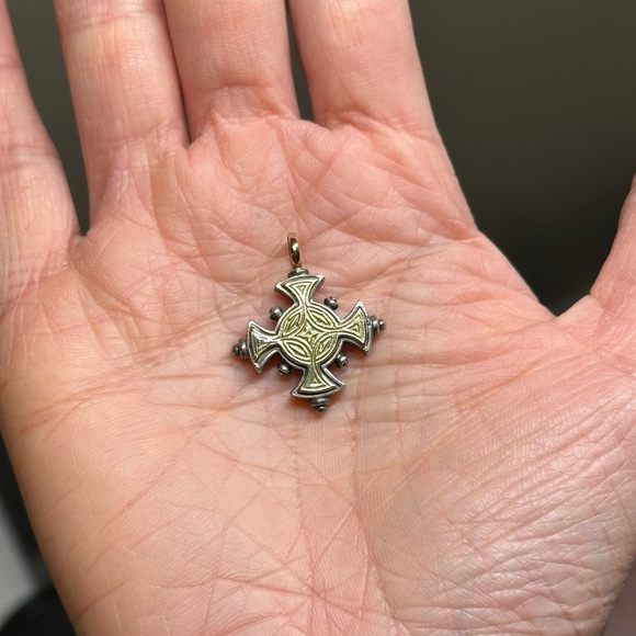 Konstantino Two Tone 18k Gold & Silver Double Sided Byzantine Cross - Picture 7 of 12